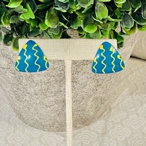 S8-Vintage 80's Blue & Yellow Triangle Earrings